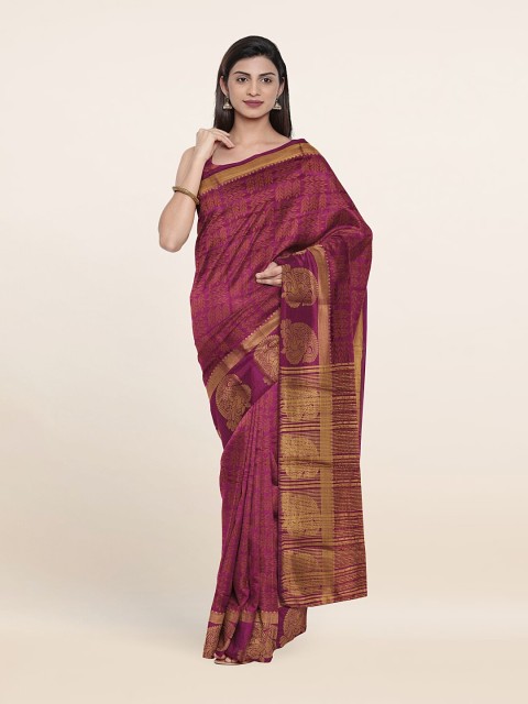 

Pothys Violet & Golden Ethnic Motifs Saree