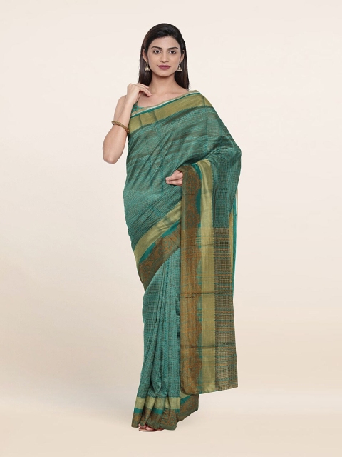 

Pothys Blue & Brown Geometric Printed Saree