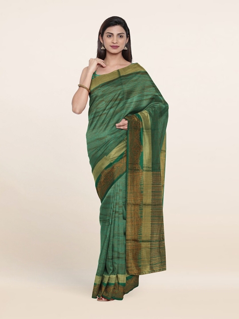 

Pothys Green & Brown Woven Design Zari Cotton Blend Saree
