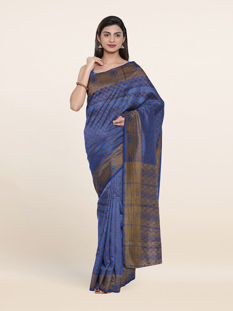 

Pothys Blue & Golden Floral Saree