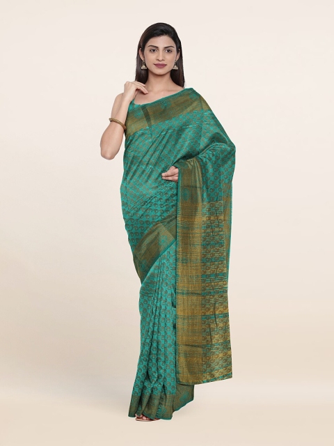 

Pothys Blue & Gold-Toned Floral Zari Art Silk Saree