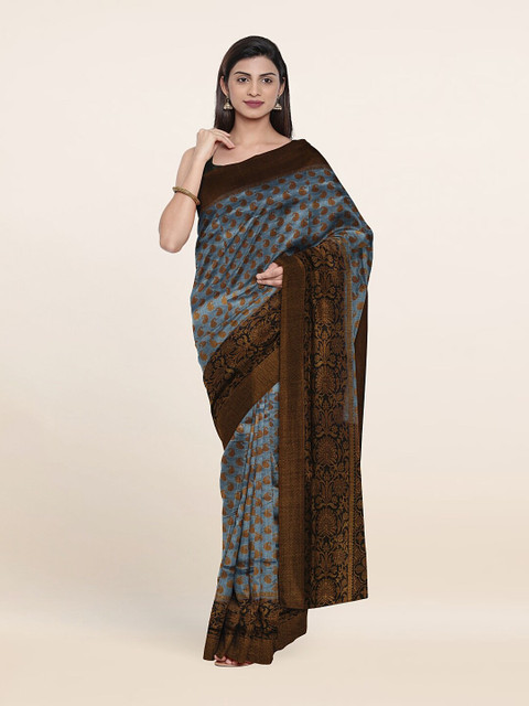 

Pothys Grey & Brown Ethnic Motifs Saree