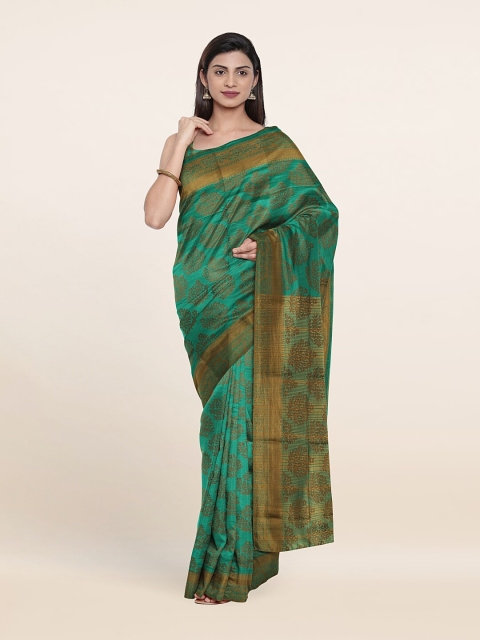 

Pothys Sea Green & Golden Ethnic Motifs Saree