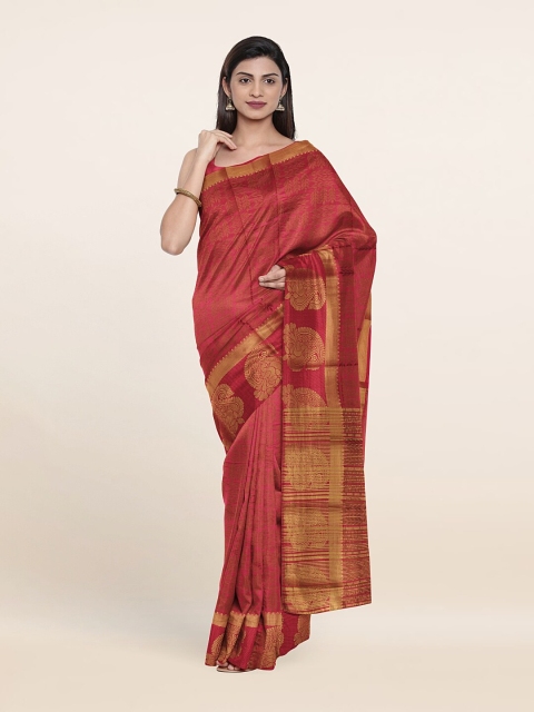 

Pothys Pink & Gold-Toned Paisley Cotton Blend Saree