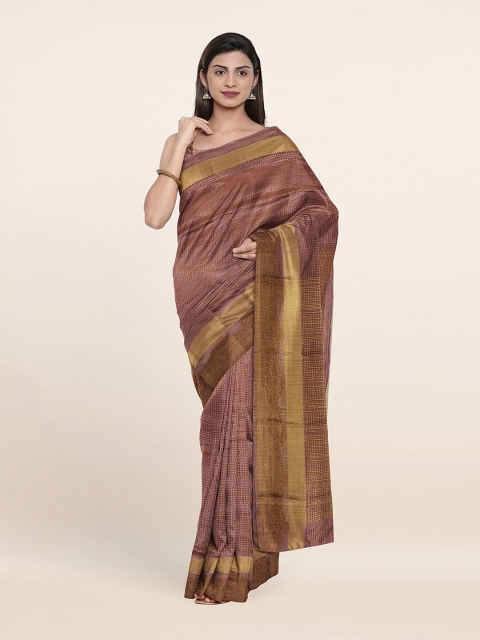 

Pothys Mauve & Gold-Toned Ethnic Motifs Saree