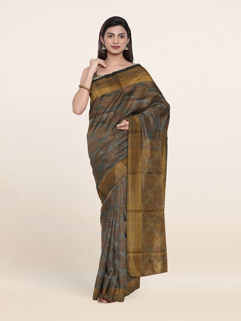 

Pothys Grey & Gold-Toned Floral Art Silk Saree