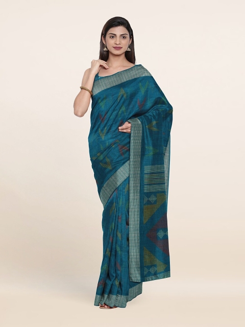 

Pothys Blue & Grey Geometric Printed Saree