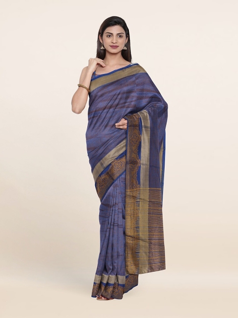 

Pothys Blue & Brown Abstract Printed Saree