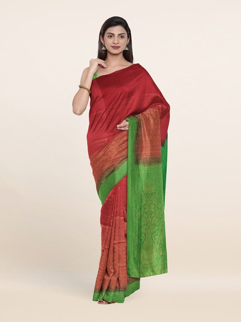 

Pothys Pink & Green Woven Design Zari Art Silk Saree