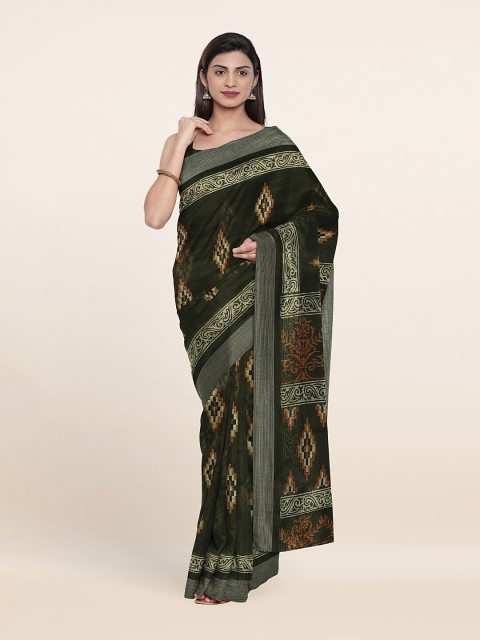 

Pothys Green & Brown Ethnic Motifs Saree