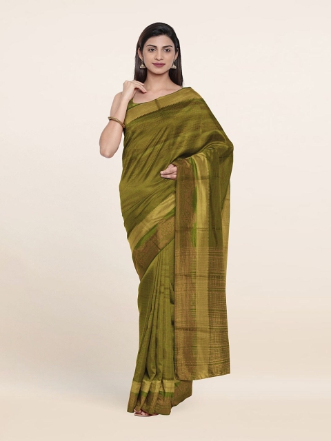 

Pothys Green & Gold-Toned Woven Design Art Silk Saree