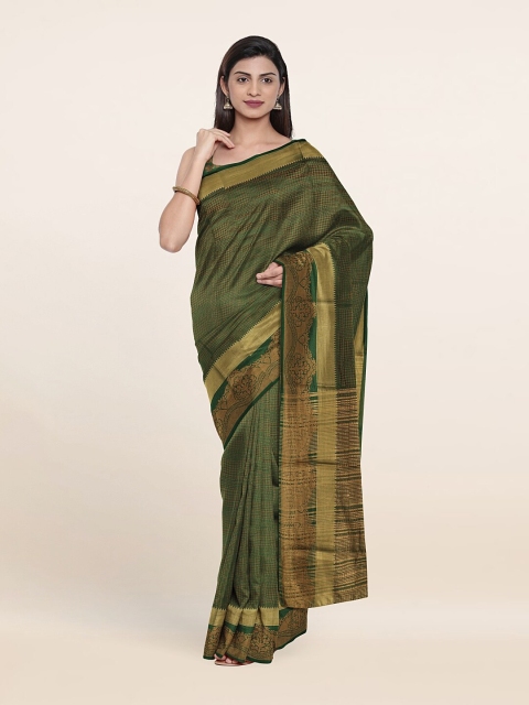 

Pothys Green & Gold-Toned Woven Design Saree