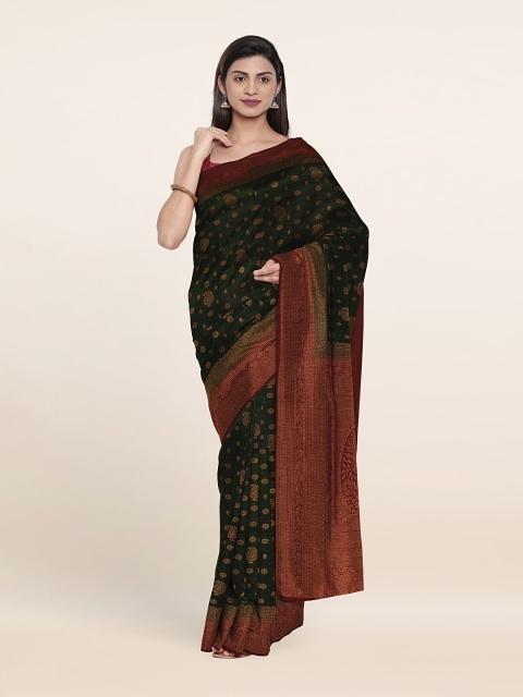 

Pothys Green & Red Paisley Cotton Blend Saree