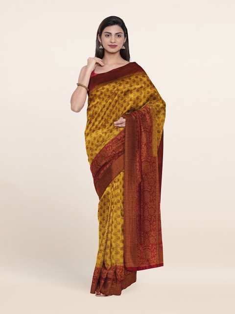 

Pothys Mustard & Maroon Paisley Art Silk Saree