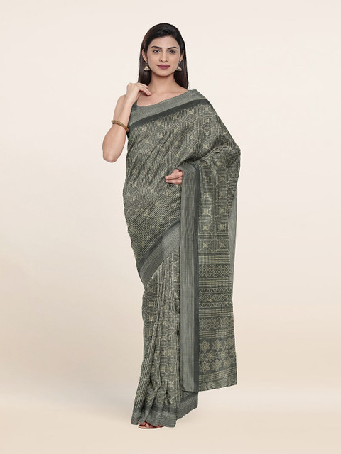 

Pothys Grey & Beige Geometric Printed Saree