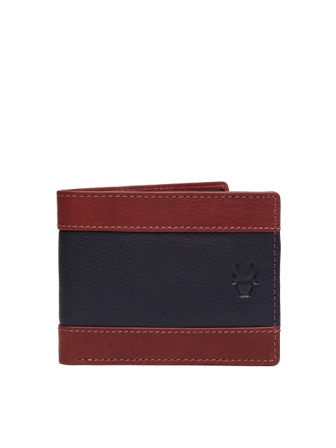 

WildHorn Men Blue & Brown Colourblocked Genuine Leather Wallet