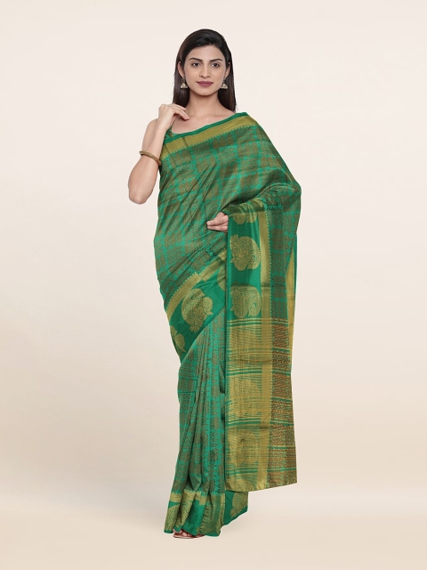 

Pothys Green & Gold-Toned Ethnic Motifs Zari Art Silk Saree