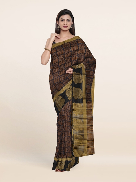 

Pothys Navy Blue & Gold-Toned Ethnic Motifs Zari Art Silk Saree