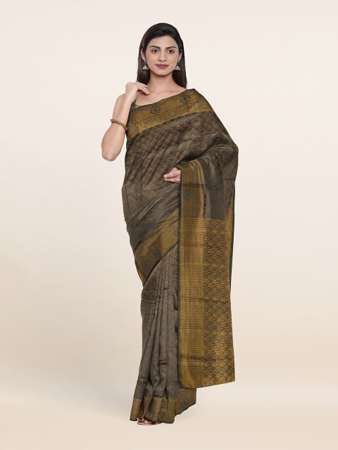 

Pothys Grey & Gold-Toned Ethnic Motifs Zari Art Silk Saree