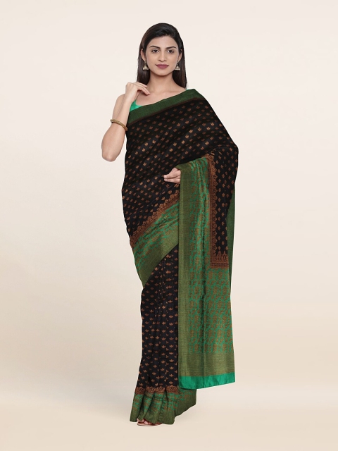 

Pothys Navy Blue & Green Ethnic Motifs Saree