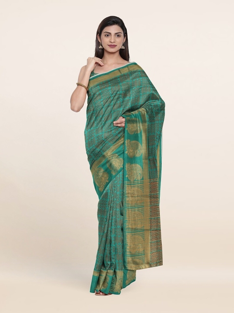 

Pothys Green & Brown Ethnic Motifs Zari Art Silk Saree