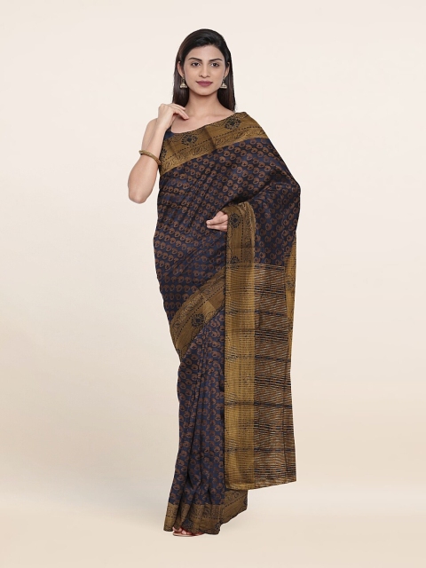 

Pothys Navy Blue & Golden Paisley Saree