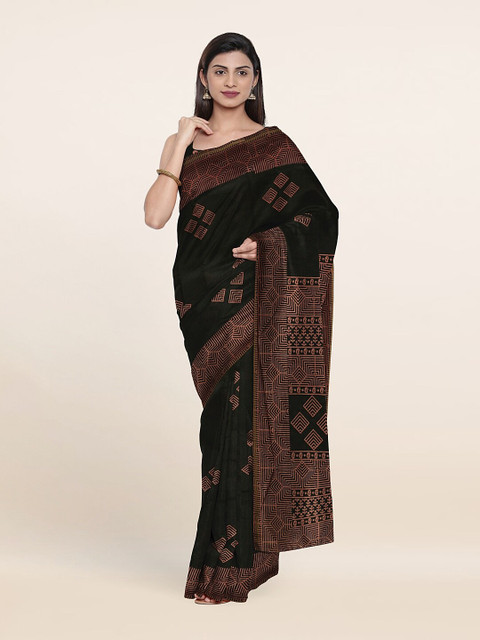 

Pothys Black & Pink Ethnic Motifs Cotton Blend Saree