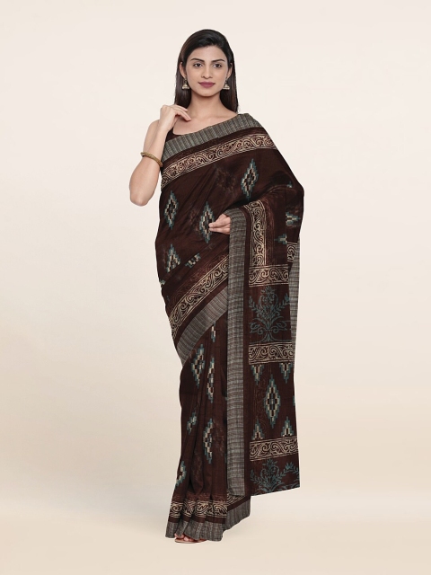 

Pothys Brown & Blue Ethnic Motifs Saree