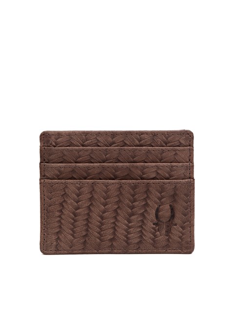 

WildHorn Men Brown Textured Genuine Leather Card Holder
