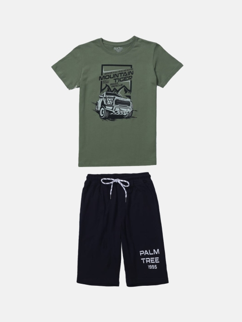 

Palm Tree Boys Olive Green Shorts