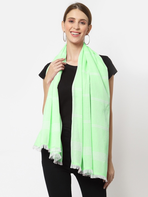 

KLOTTHE Women Green & White Striped Stole