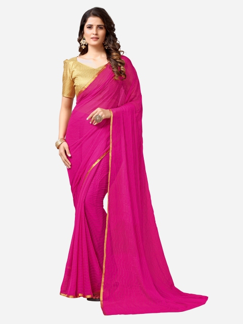 

KALINI Rose & Gold-Toned Ethnic Motifs Poly Chiffon Mukaish Taant Saree