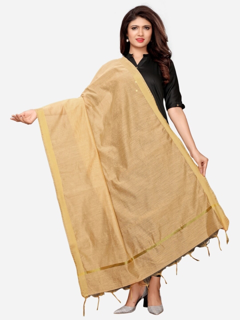 

Satrani Woman Beige & Gold-Toned Dyed Cotton Silk Dupatta