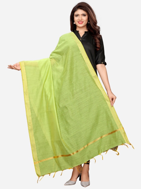 

Satrani Woman Green & Gold-Toned Dyed Cotton Silk Dupatta