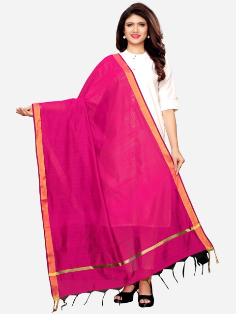 

Satrani Woman Pink & Gold-Toned Dyed Cotton Silk Dupatta