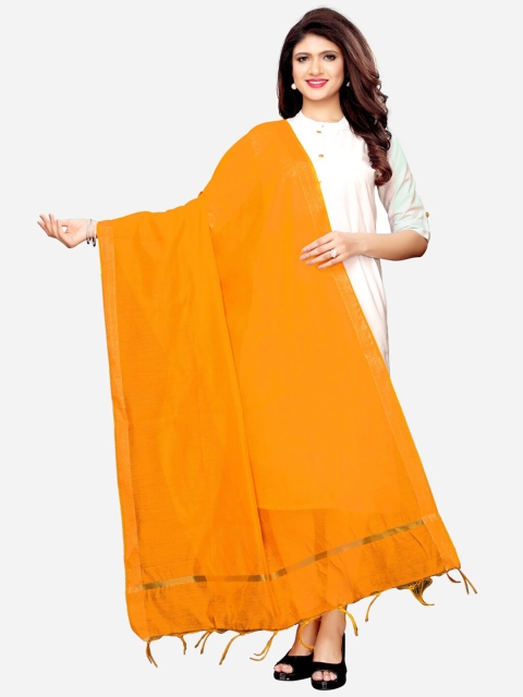 

Satrani Woman Yellow & Gold-Toned Dyed Cotton Silk Dupatta