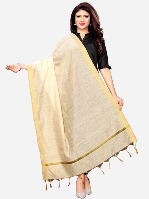 

Satrani Woman Beige & Gold-Toned Dyed Cotton Silk Dupatta