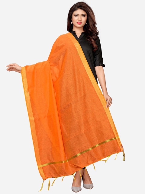 

Satrani Woman Orange & Gold-Toned Dyed Cotton Silk Dupatta