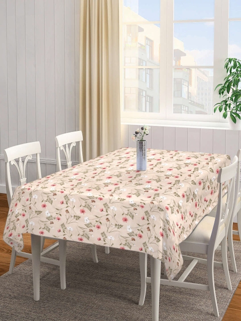 

KLOTTHE Beige & Pink Printed 6 Seater Rectangular Table Cover