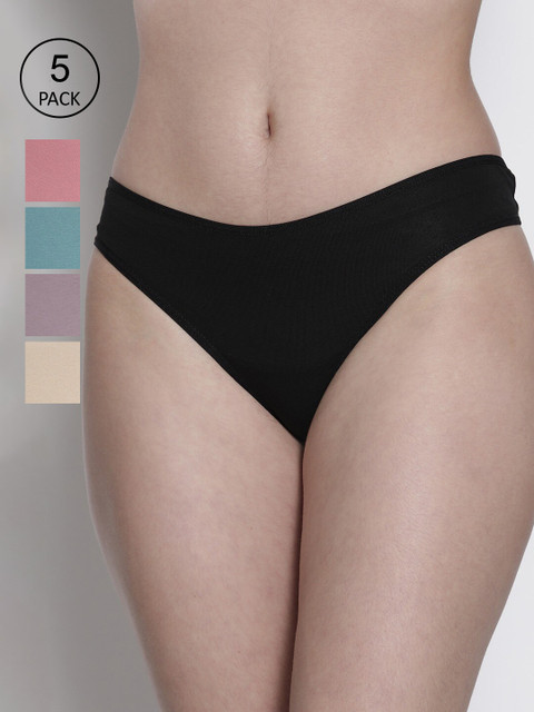 

Skidlers Women Pack Of 5 Assorted Super Combed Cotton Bikini Briefs