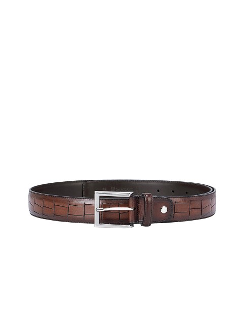 

Da Milano Men Brown Textured Leather Belt