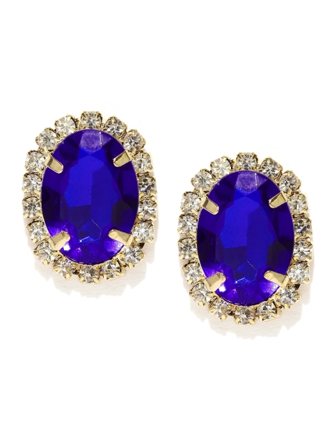 

OOMPH Gold-Toned & Blue Embellished Drop Earrings