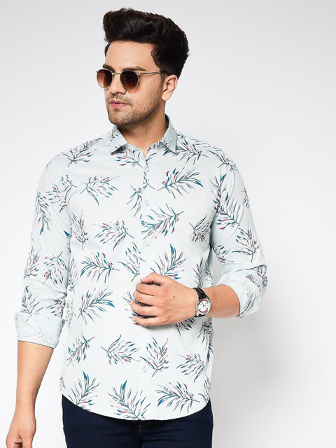 

MR KAMEEJ Men Off White Classic Slim Fit Floral Printed Casual Shirt