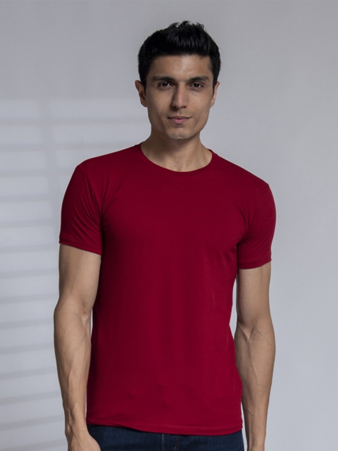 

Tinted Men Maroon Striped Slim Fit T-shirt