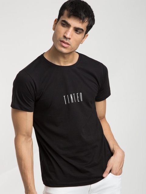 

Tinted Men Black Typography Printed T-shirt