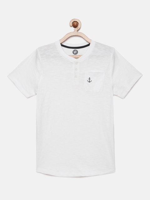 

YK Boys White Henley Neck T-shirt