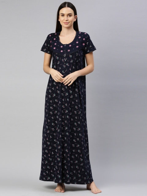 

GOLDSTROMS Navy Blue Printed Hosiery Maxi Nightdress