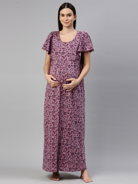 

GOLDSTROMS Purple Printed Maternity Maxi Nightdress