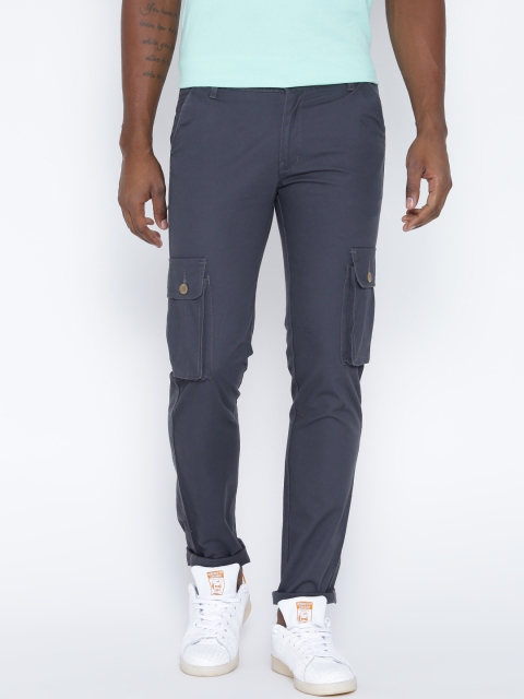 

Hubberholme Men Blue Slim Fit Cargo Trousers