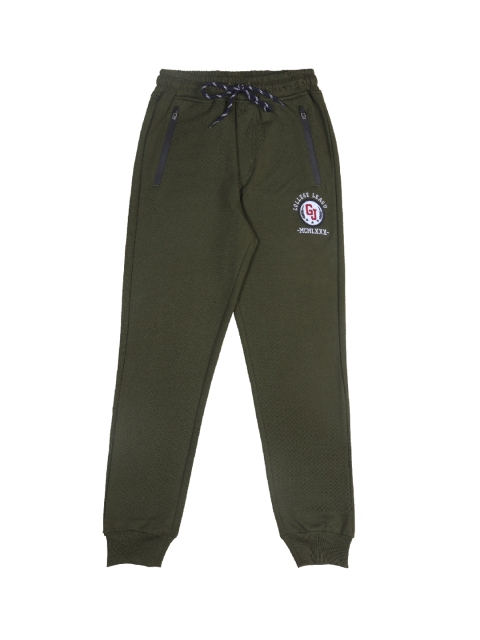 

Gini and Jony Boys Olive Green Solid Cotton Track Pants